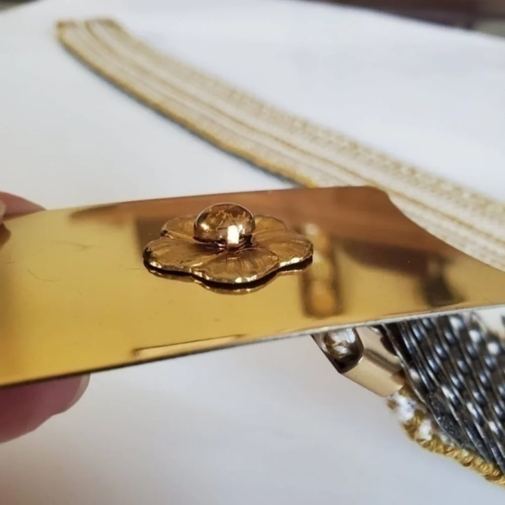 Vintage 80's Stretch Metal Gold Waist Belt